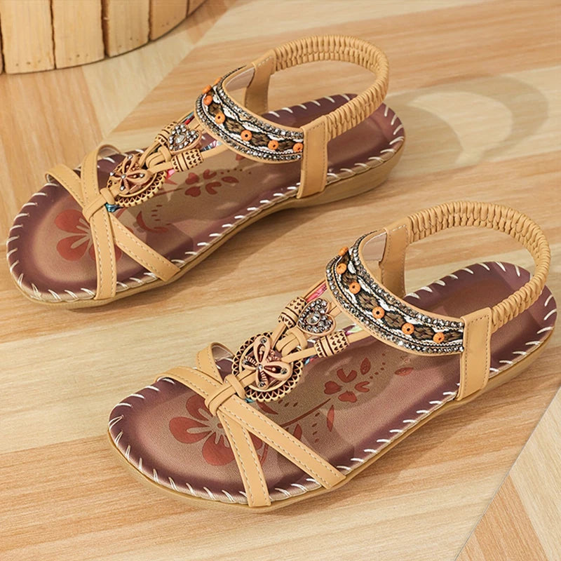 Sandálias femininas estilo bohemia sandálias planas verão 2025 sandalias de mujer novos sapatos de verão mulher calçado de verão feminino