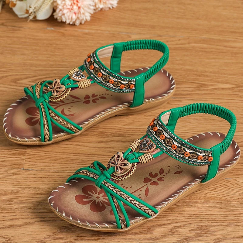 Sandálias femininas estilo bohemia sandálias planas verão 2025 sandalias de mujer novos sapatos de verão mulher calçado de verão feminino