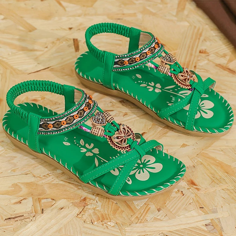 Sandálias femininas estilo bohemia sandálias planas verão 2025 sandalias de mujer novos sapatos de verão mulher calçado de verão feminino