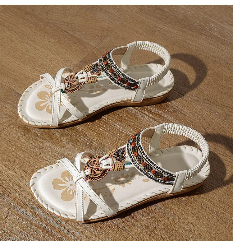 Sandálias femininas estilo bohemia sandálias planas verão 2025 sandalias de mujer novos sapatos de verão mulher calçado de verão feminino
