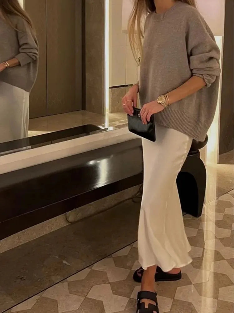 Muyer mulher 2025 saia de cetim feminina cintura alta saias longas para as mulheres verão preto midi saia mulher escritório elegante saias femininas