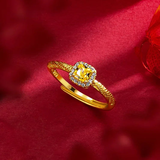 Conjunto de colar de doces em ouro 24K 9999 de alta qualidade |   Pulseira/anel feminino Flash pequeno diamante amarelo |   Brincos doces leves e luxuosos