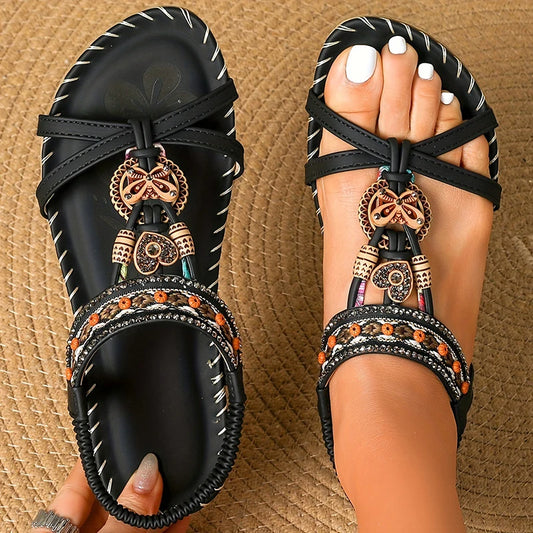 Sandálias femininas estilo bohemia sandálias planas verão 2025 sandalias de mujer novos sapatos de verão mulher calçado de verão feminino