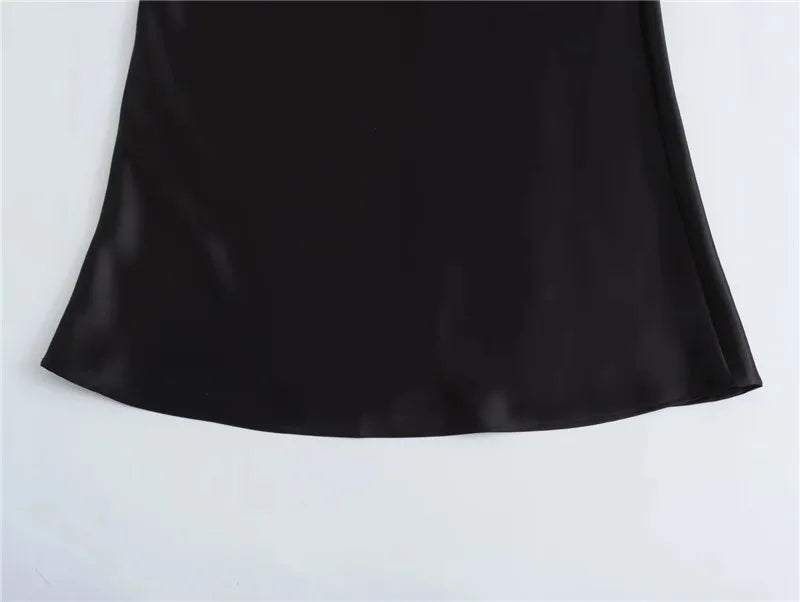 Muyer mulher 2025 saia de cetim feminina cintura alta saias longas para as mulheres verão preto midi saia mulher escritório elegante saias femininas