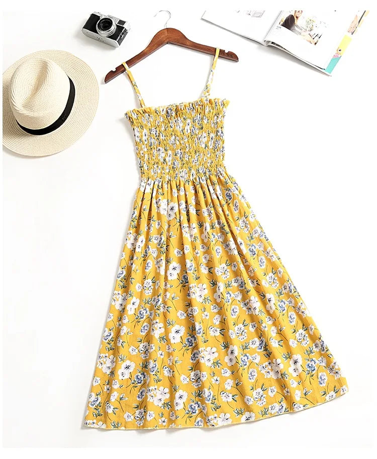 Verão mini vestidos moda feminina elástica cintura alta casual cinta de espaguete sem mangas vestido feminino vestidos de chiffon
